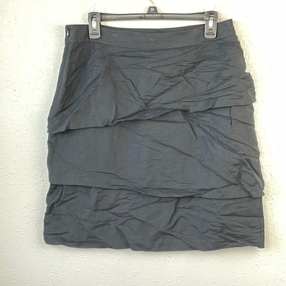NWT Adrienne Vittadini Womens Black Linen Mini Skirt Size 10